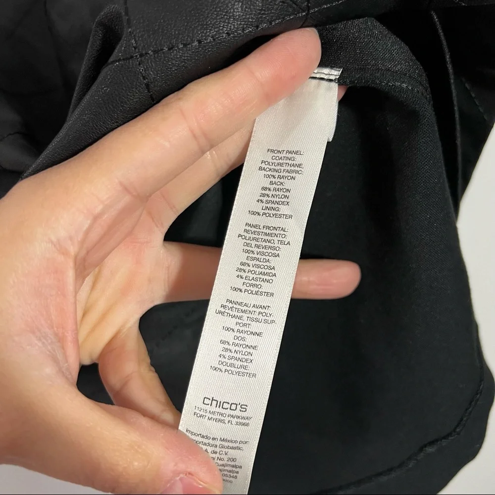 Chico's Faux Leather Quilted Pencil Skirt In Black Size Medium (10)‎